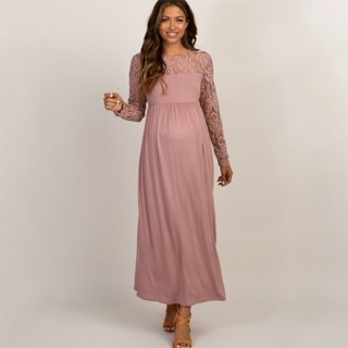 Sling Bag Design Maternity Photography Outfit Maxi Gown Women Lace Long Dress Sleeve Pregnancy Outdo #8