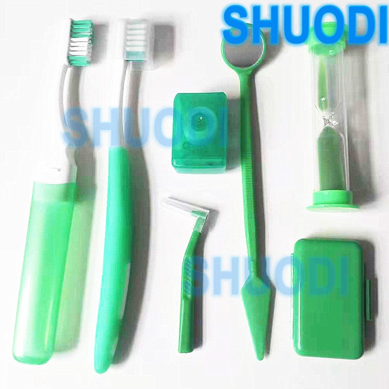 7 Pcs/Set Dental Teeth Orthodontic Kits Oral Cleaning Care Interdental Brush Floss Thread Wax Mouth 