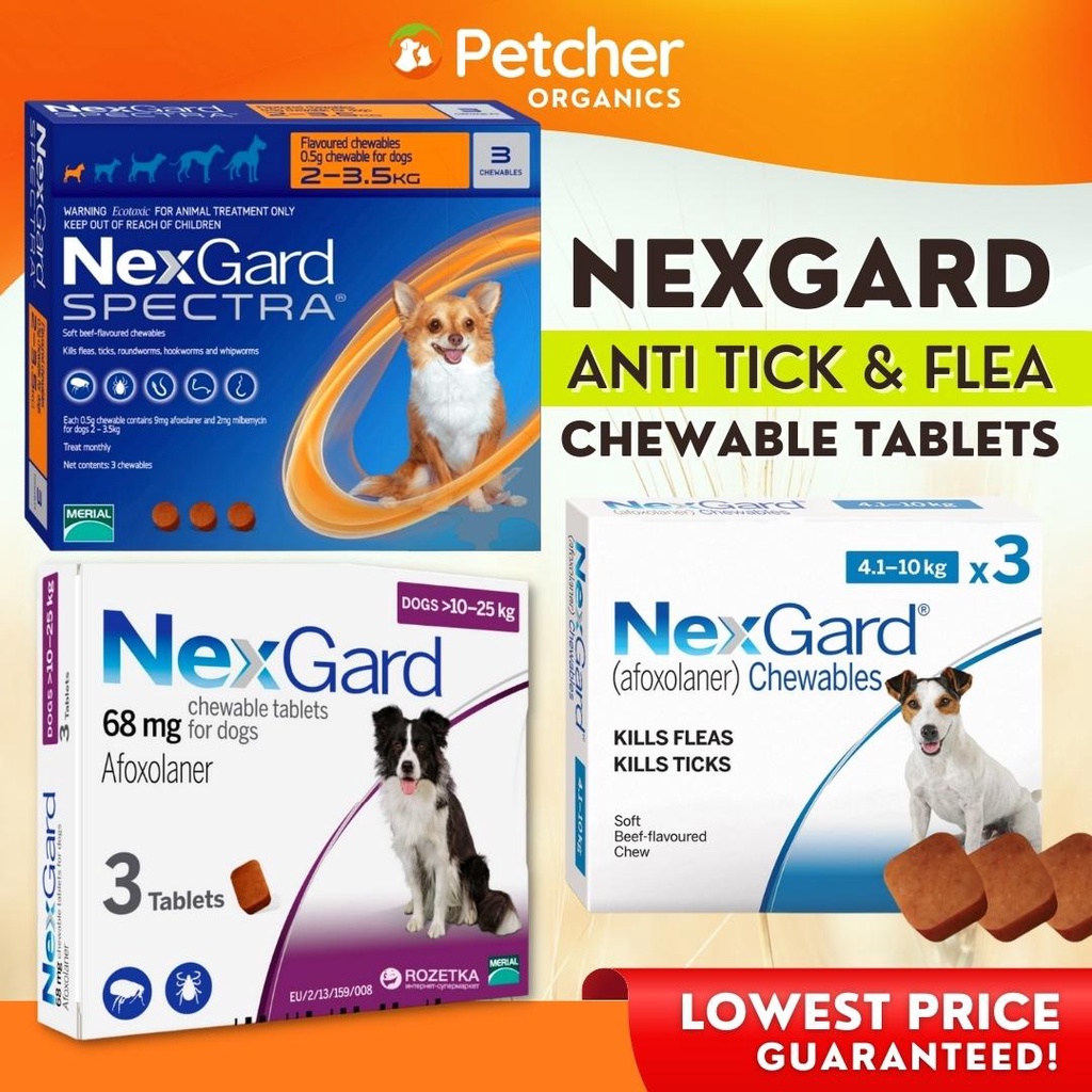 Nexgard and Nexgard Spectra Chewable 1 Tablet Anti Ticks and Fleas for
