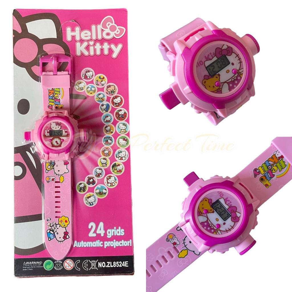 24 Grids 3D Hello Kitty Projector Light Kids Digital Watch for Girls