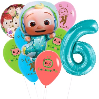 ⊙9pcs/set Cute baby Balloons Set Coco-melon Theme Party Decorations Latex Foil Ballons  Birthday D #3