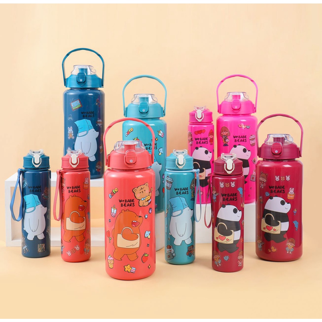 【One Set】2Liter + 1Liter PASTEL Motivational Water Bottle Bear Tumbler ...