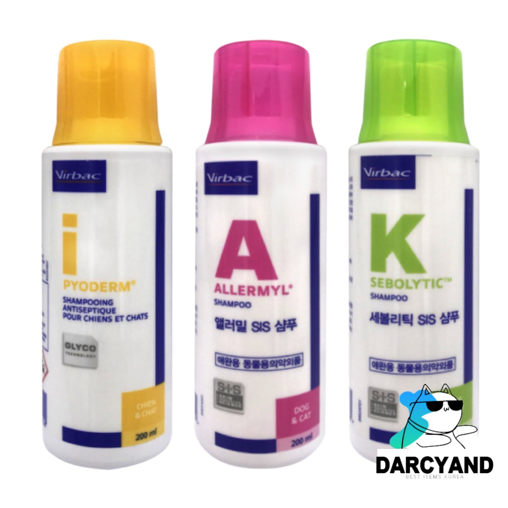 Virbac Shampoo Glyco Pyoderm Sebolytic Allermyl 200ml Dog Cat Pet