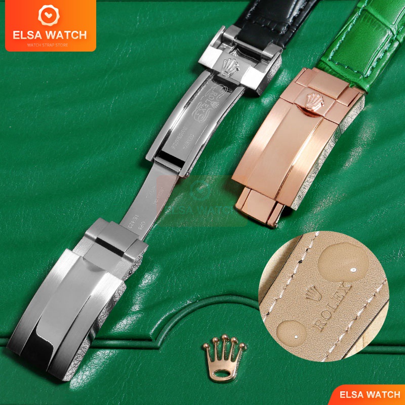 ROLEX Leather Strap 20mm Crocodile Pattern Genuine Leather 20mm Cosmic Gauge Type Submariner Daytona Blue Green Black Water Ghost Universal Strap