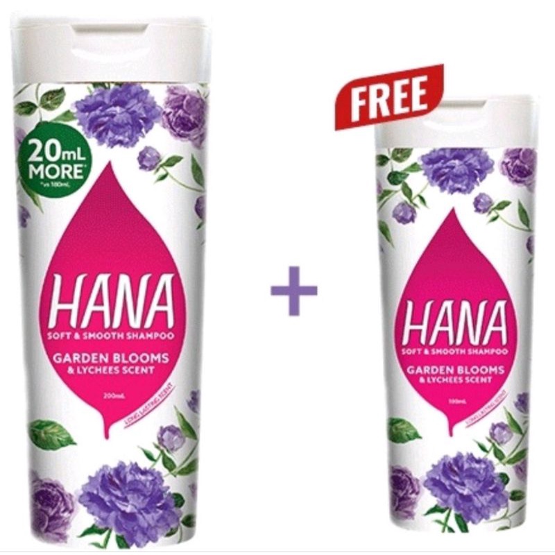 HANA SHAMPOO Garden Blooms & Lychees Scent 200ml and 100ml (Bundle