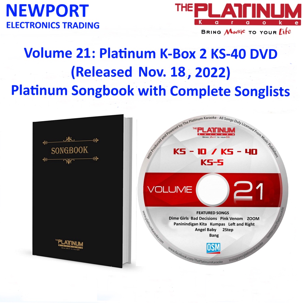 Volume 21 Karaoke DVD for Platinum Kbox 2 KS40 and Platinum Songbook