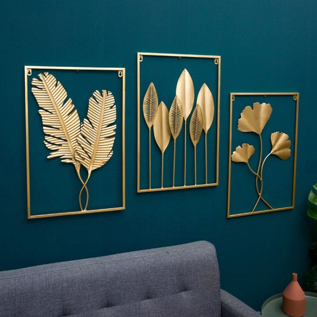 SAGANA ENTERPRISE | Nordic Modern Design Golden Metal Wall Decor with Frame 60x40cm