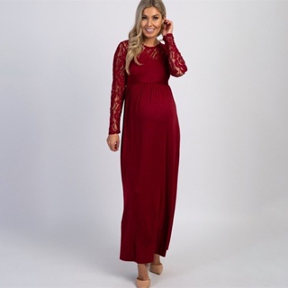 Sling Bag Design Maternity Photography Outfit Maxi Gown Women Lace Long Dress Sleeve Pregnancy Outdo #7