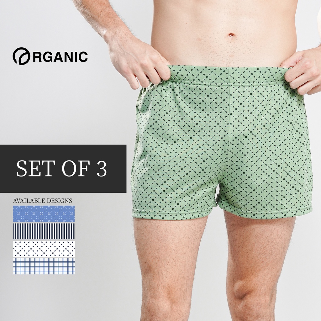 Organic Boxer Shorts for Men 3pcs Set Assorted Random Colors Underwear