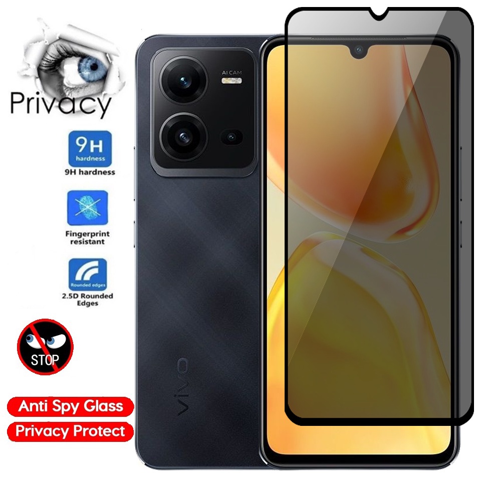 3pcs Privacy Anti Spy Full Curved Screen Protector Tempered Glass For Vivo V25 Pro V25e Y35 Y16 8893