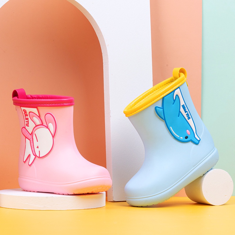 [HOGA] Kids Rain Boots for Girls Boys Non-slip Children Rubber Rain Shoes Cartoon Waterproof