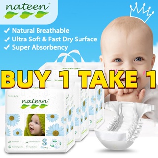 【ON SALE】Nateen 60pcs Tape Diapers Baby Diaper Baby Tape Diapers Velcro Diaper Breathable Unisex #1