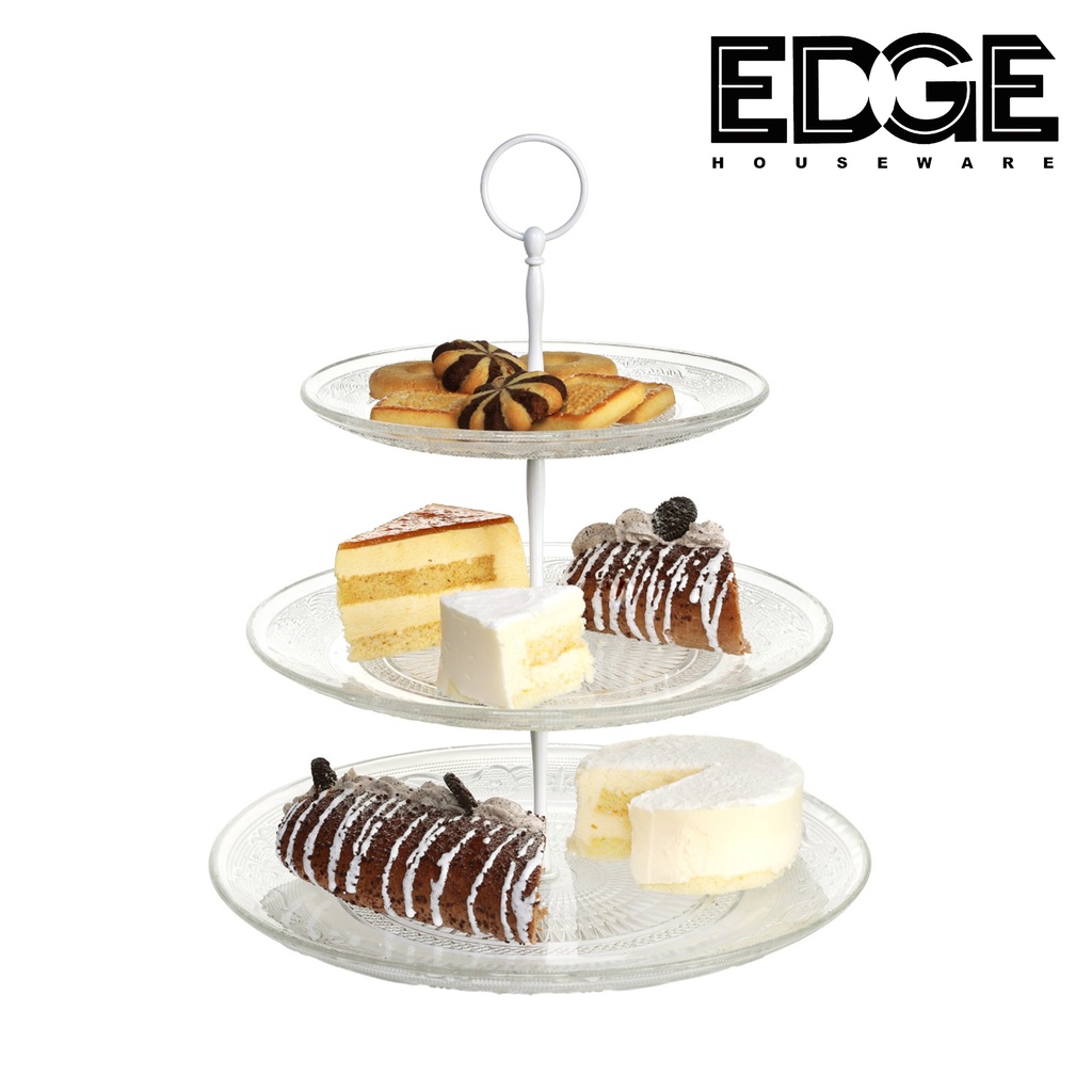 Edge 3Tiered Glass Serving Stand Beautiful, Elegant Dishware Serve Snacks Shopee Philippines
