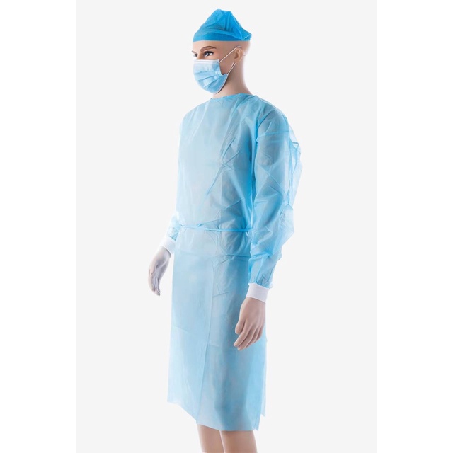 Medical gloves∈10 PCS PPE DISPOSABLE NON WOVEN ISOLATION GOWN ,PPE GOWN, LAB GOWN, PATIENT GOWN BLU