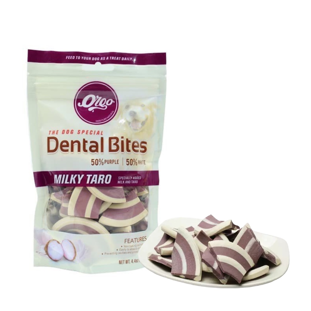 Orgo Dental Bites Milky Taro Flavor 125g Dog Treats Snack Puppy