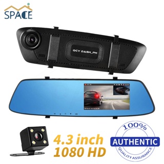 M-SPACE Dash Cam High Quality 4.3 Inch Touch Screen Rearview Mirror Dash Camera