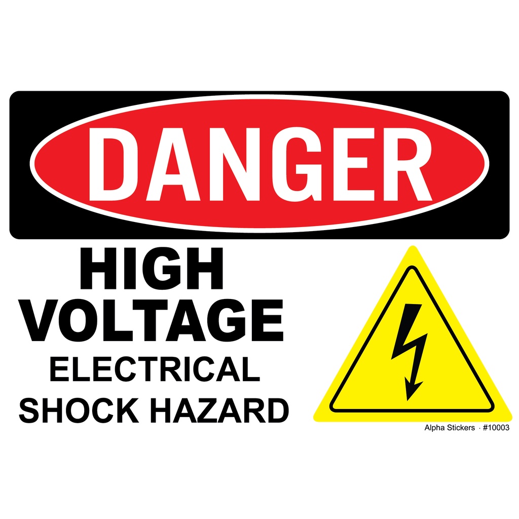 Danger High Volatge Electrical Shock Hazard Vinyl Sticker Sign with ...