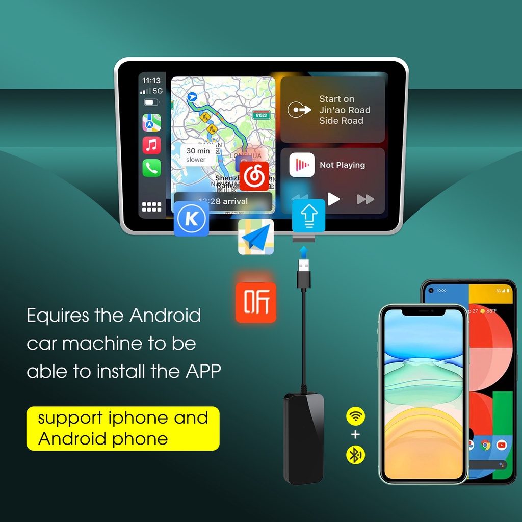 LANCOL Wireless Carplay Dongle Android Auto Carlinkit Carplay Usb