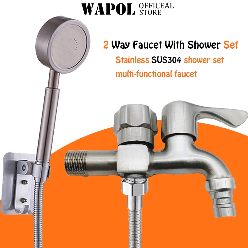 WAPOL 2 Way Faucet With Complete Shower Stainless Steel Bathroom Shower