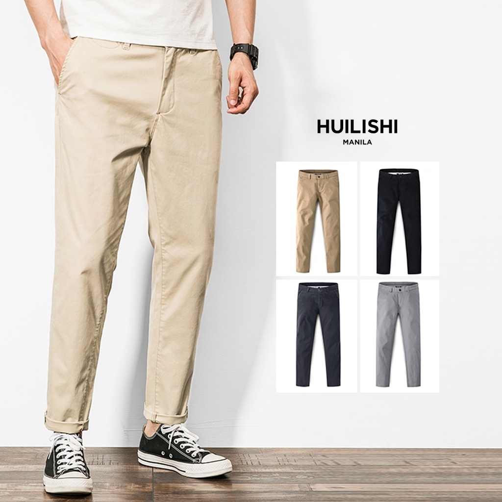 HUILISHI Korean chino pants high quality men's casual comfortable pants