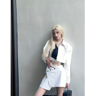 Korean Version Slimmer Look Short 2022 New Style Jacket Fashionable Temperament Leather Dress Skirt Two-Piece High Waist Women's Bust-Length Autumn #5