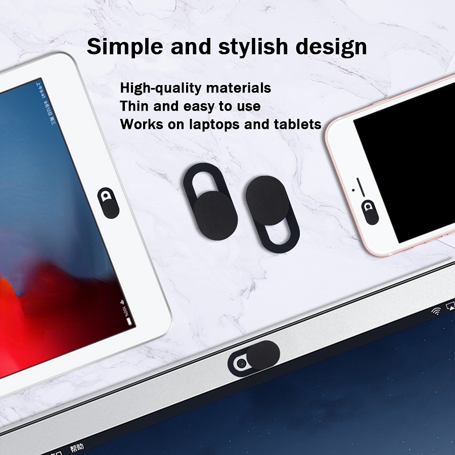 3-Pack Black Laptop Webcam Privacy Cover Slider – Ultra-Thin For Computers & Phones