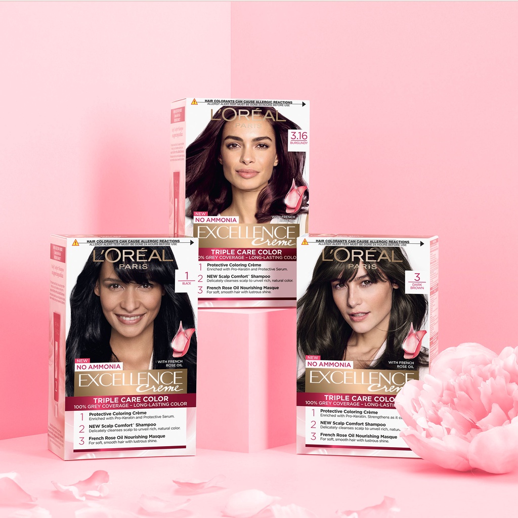NEWCOD◘LOreal Paris Excellence Creme Triple Care Hair Color - Gray Hair, Retouch, Full Coverage Ha