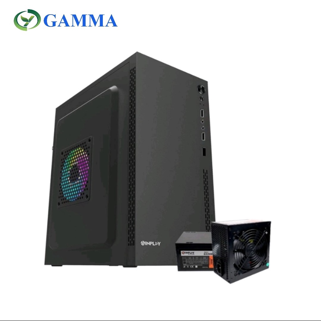 PC Case Computer Desktop Case with PreInstalled GS200BK PSU 3*Fan Slot