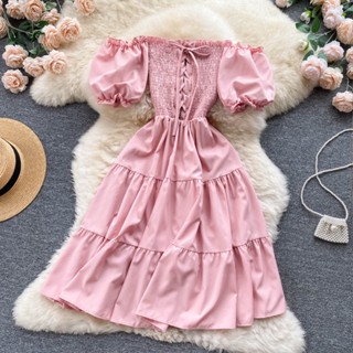 off shoulder plain dress for woman casual dress for women korean midi party formal dresses