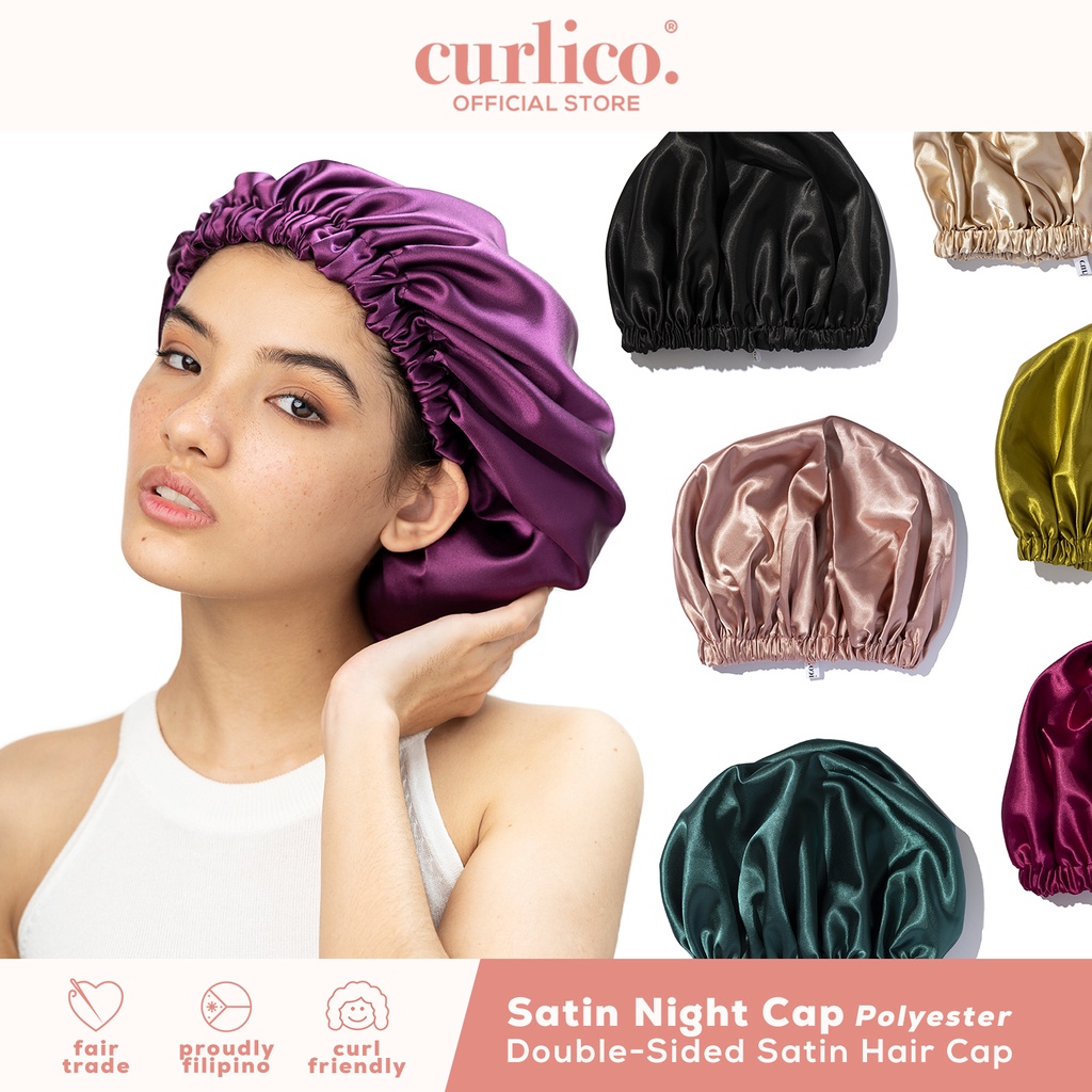 Curlico. Satin Night Cap (Double-Sided Satin Sleeping Cap / Bonnet / Hat /  CGM) | Shopee Philippines