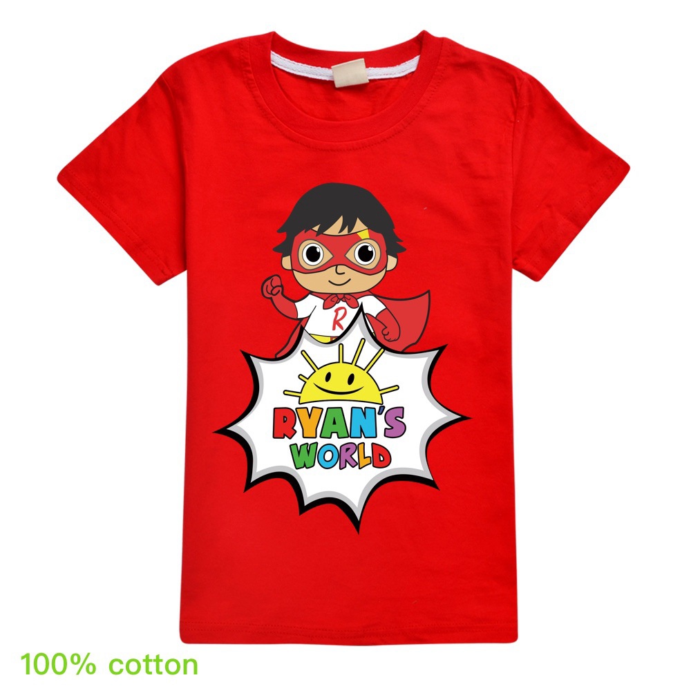 New Ryan Toys Review Cartoon Pattern Printing Kids 100% Cotton O-Ne T-Shirt Boys Summer Tee Shirt Tops Girls Clothes C