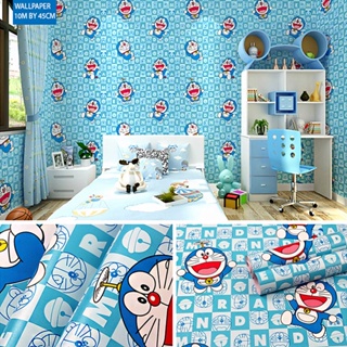 OYA self-adhesive pvc wallpaper blue cartoon character 10mx45cm for kiddie room wall decor waterproo #3