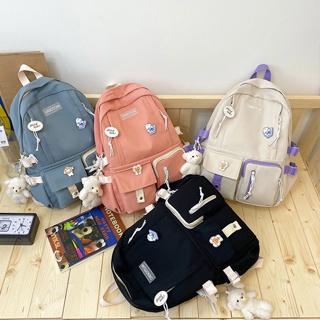 Korean Style Ins Unisex Schoolbag Colorful Waterproof Backpack for Students Large Capacity Fashion D