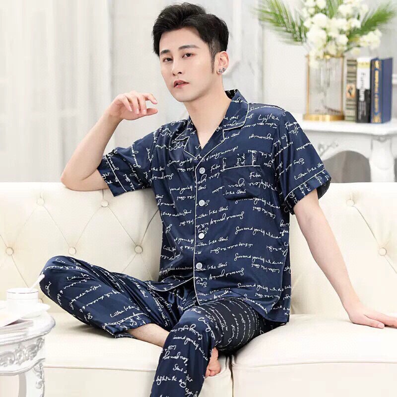 【WAN】 Men’s Silk Sleepwear Terno Pajama Set Size L/XL/2XL/3XL | Shopee ...