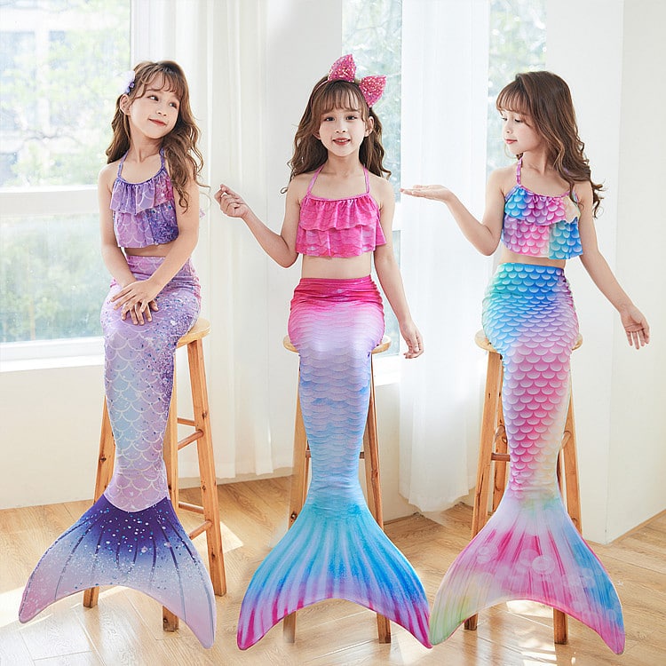 Children's Costume Mermaid Tail Swimwear Set Top & Tail Party Costume