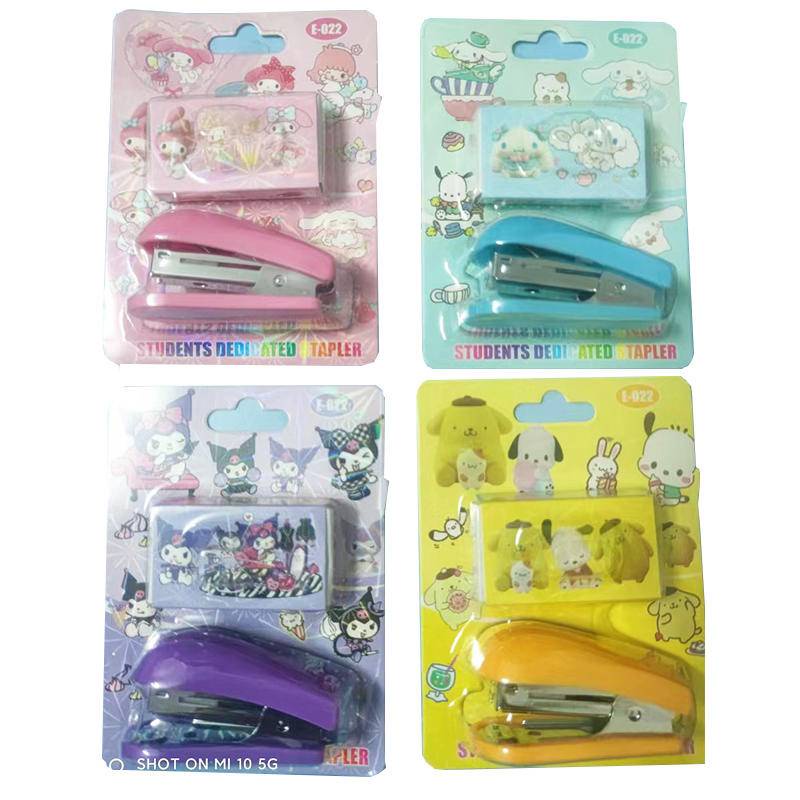 1Pcs Sanrio Mini Stapler Set with Staples Cute Cartoon Mymelody Kuromi