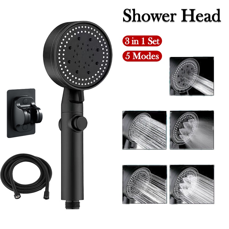 3 in 1 Shower Head Set 5-speed Booster Shower with Hose Bathroom Shower ...