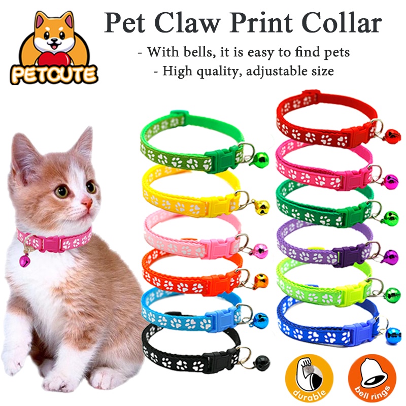 Dog Collar Pet Collar Cat Collar Puppy kitten Collar Footprint Nylon Reflective with Bells