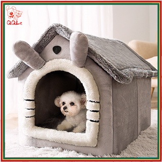 QQle Cute Style Kennel Plus Fleece Cat Nest Dog House Winter Warm Small Teddy Four Seasons Universal Removable Washable Pet