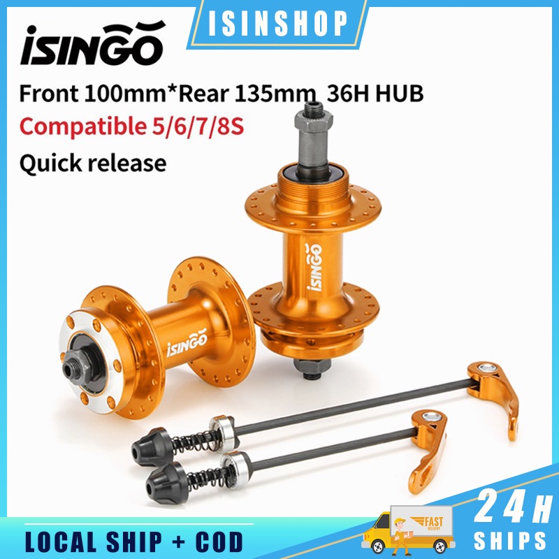 iSingo MTB Hub Set for 5 6 7 8s Thread Type 36 Holes Aluminum Alloy