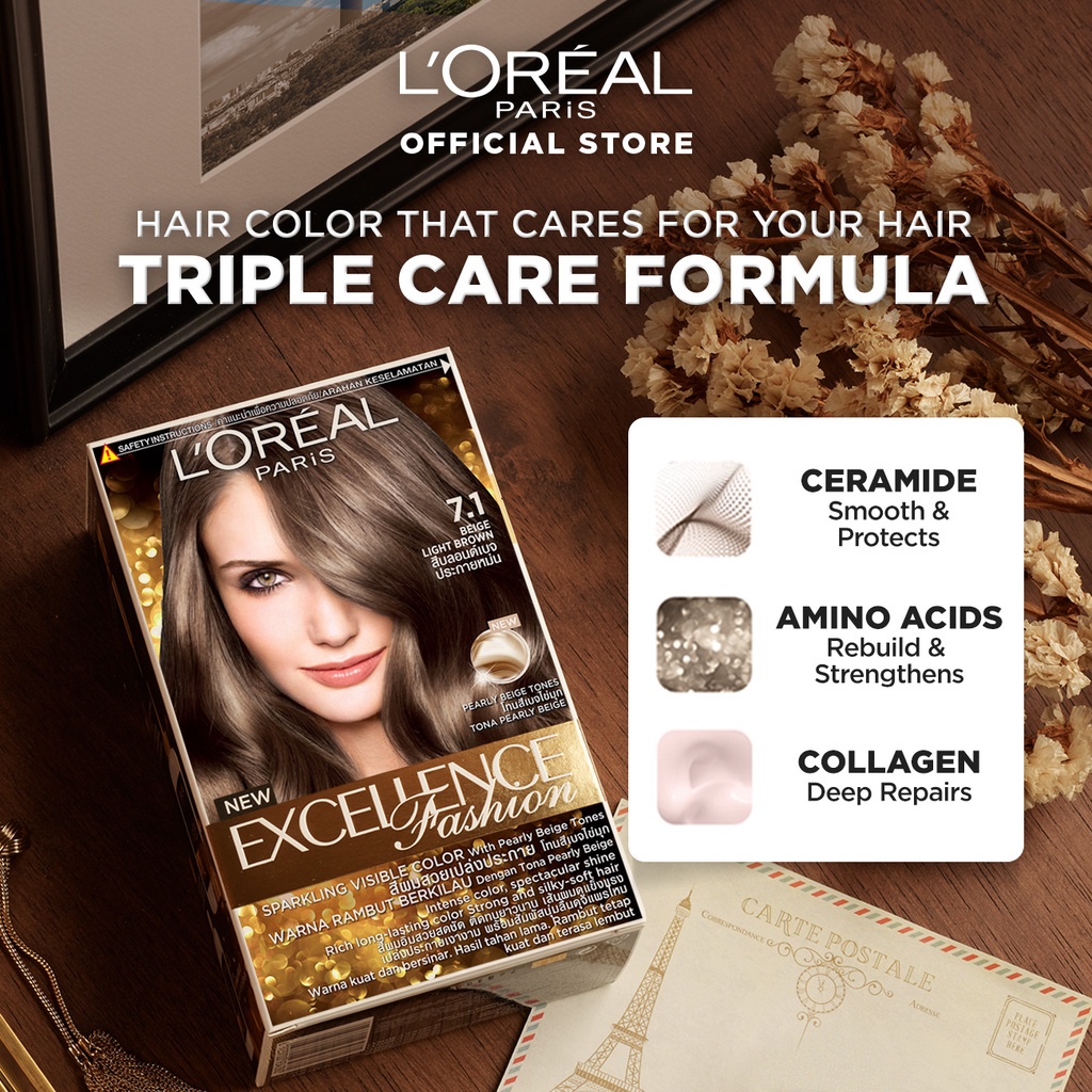 ▩LOreal Paris Excellence Fashion Haircolor Set of 2 in 5.13 Ashy Nude Brown - Hair Dye Permanent