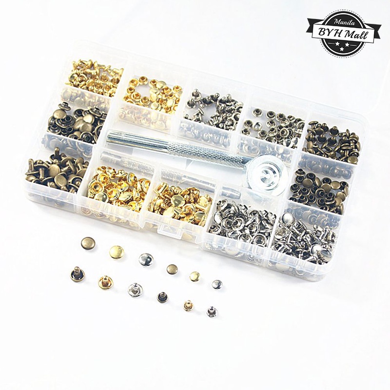 180Sets Leather Rivets DIY Double Cap Rivet With Install Tools Leather
