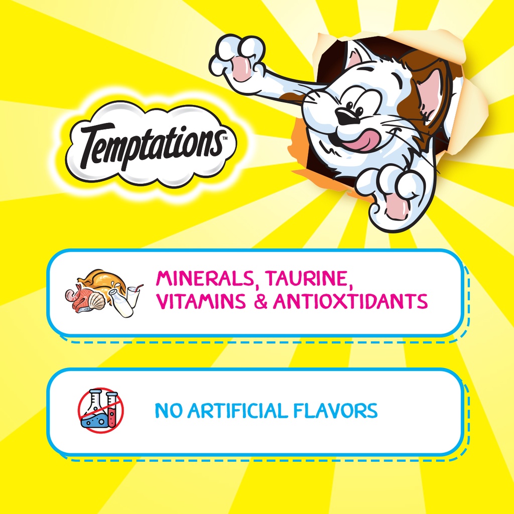 TEMPTATIONS Cat Treats (3-Pack), 75g. Treats for Cats in Tempting Tuna Flavor