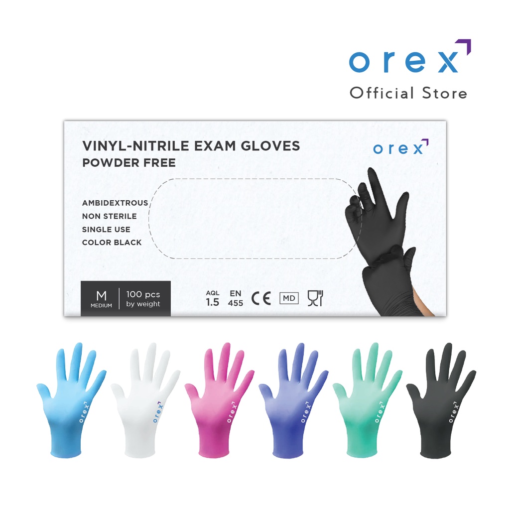 OREX Vinyl Nitrile Blend Gloves (Blue/Black/Pink/White/Green/Purple