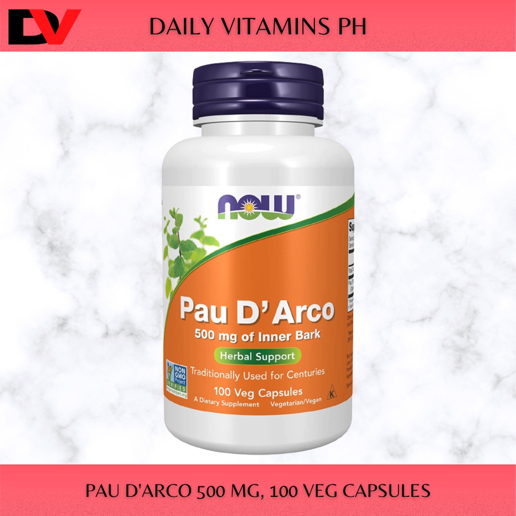 Now Foods, Pau D Arco 500 mg 100 Veg Capsules Herbal Support