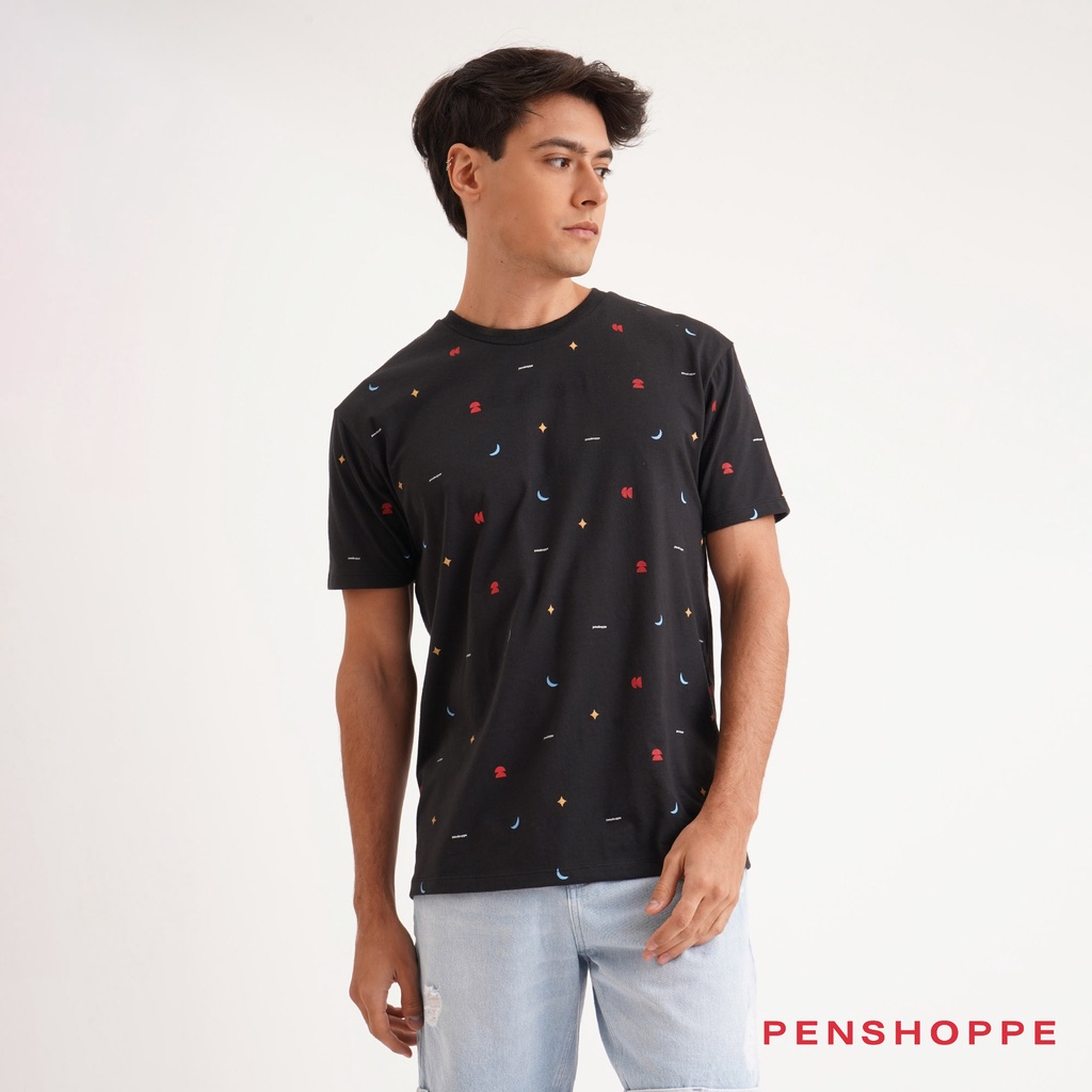 Penshoppe Relaxed Fit All Over Print Tshirt For Men (Black/White) | Shopee  Philippines