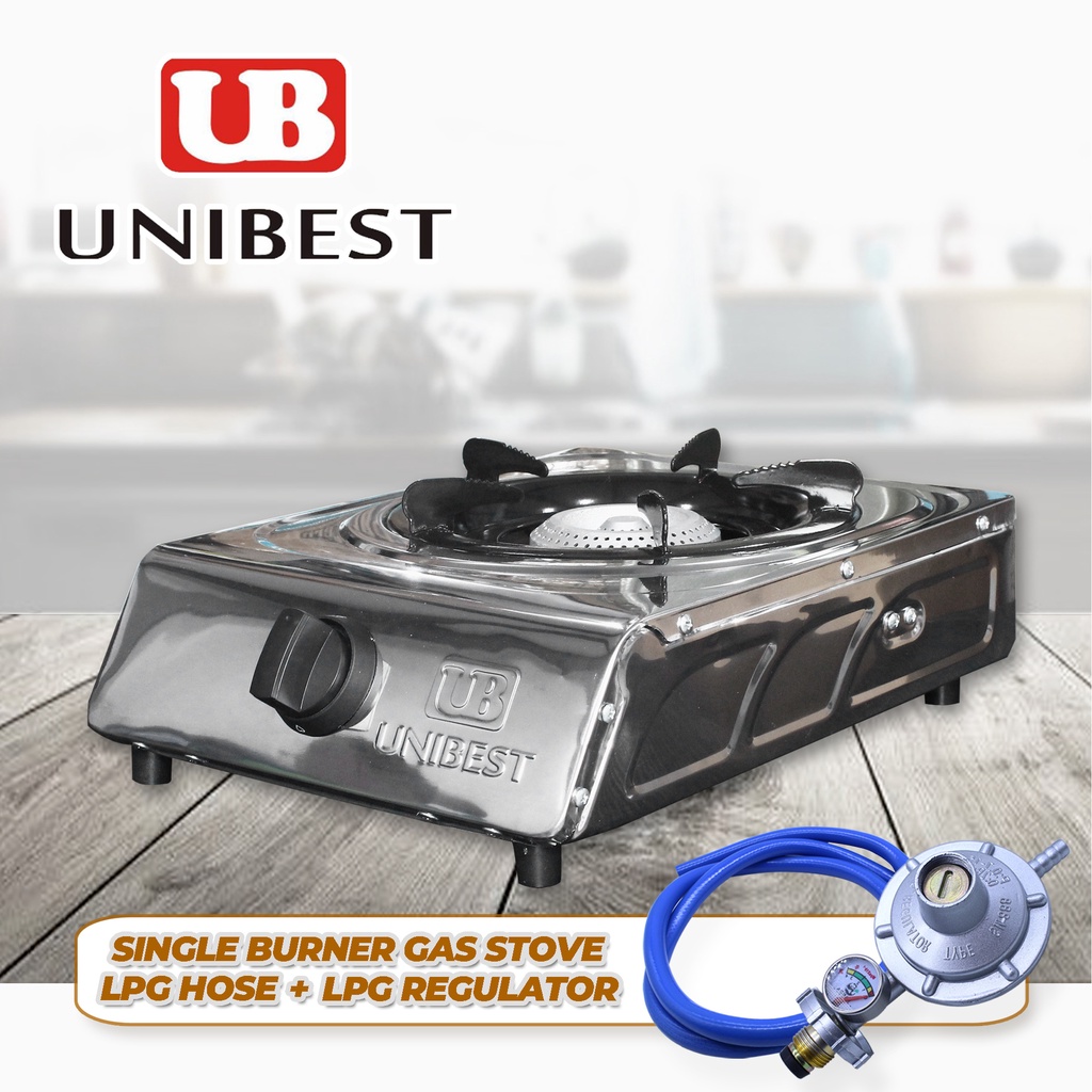UNIBEST Stainless Steel Single Burner Kitchen Gas Stove with FREE Hose