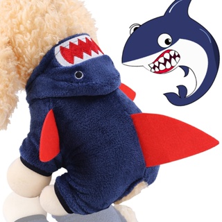 Shark hoodies, cat and dog clothes, Halloween coral velvet suits, funny dog jackets for small and medium-sized dogs, pet clothes