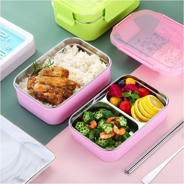 304 Stainless Steel 1500ml Lunch Box Double Deck with Dinnerware Set ...