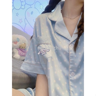 Pajamas Women Summer Cartoon Short-Sleeved Cinnamon Dog 2022 New Style Student Thin Cute Home Service Two-Piece Suit 9/11